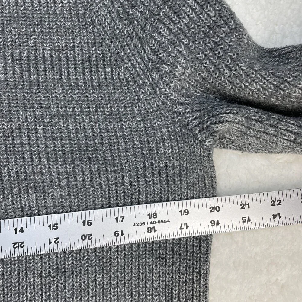 Banana Republic Sweater Mens Large Gray Chunky Knit Mock Neck Cotton Blend Snaps